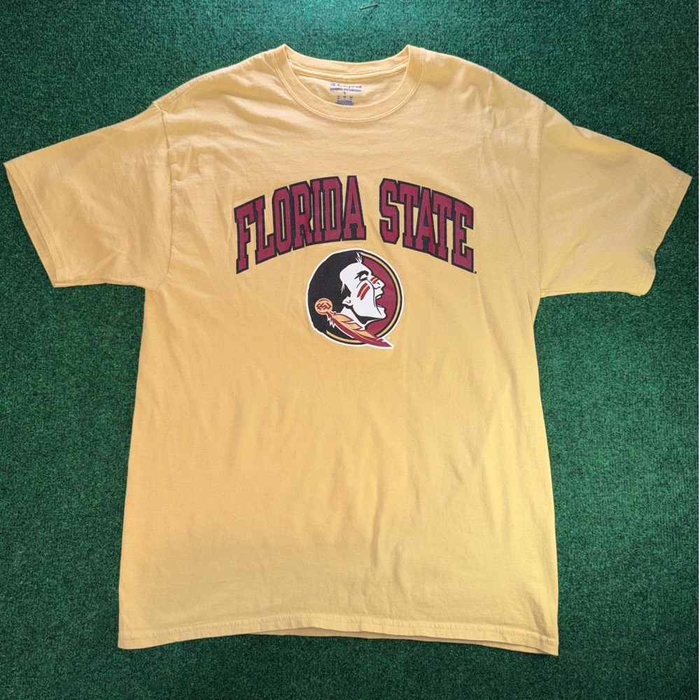Champion Florida State Seminoles T-Shirt Mens Large Yellow NCAA FSU Gameday Tee